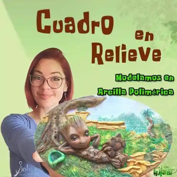 Baby Groot Curso de Escultura en Arcilla Polimérica — figura artística paso a paso en bajo relieve