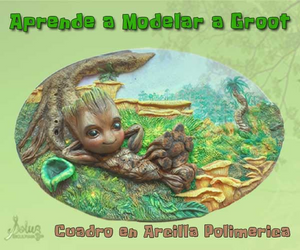 Aprende a modelar Baby Groot — Cuadro en arcilla polimérica